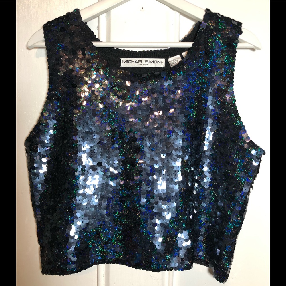 Michael Simon Iridescent Sequin Tank Top